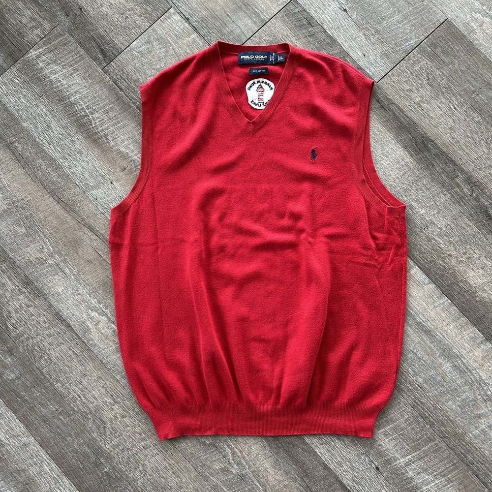 Vintage Harbour Town Golf Links Polo Ralph Lauren Sweater Vest Men's Large Red